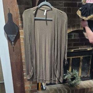 Elegant Tan Open-Front Cardigan